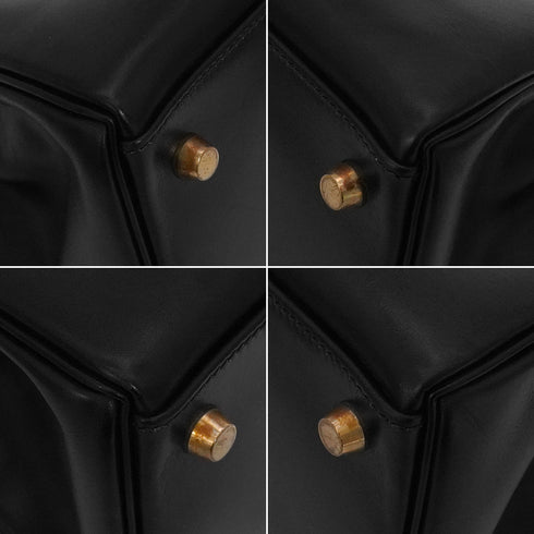 HERMES KELLY 32 RETOURNE BLACK BOX CALF HAND SHOULDER BAG 2001 SQUARE E GOLD HARDWARE 90339637