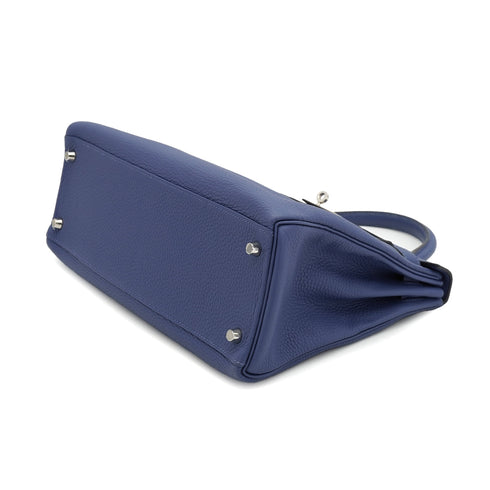 HERMES KELLY 32 RETOURNE BLUE BRIGHTON TAURILLON CLEMENCE HAND SHOULDER BAG 2018 C STAMP PALLADIUM HARDWARE 90331408