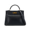 HERMES KELLY 32 RETOURNE BLUE INDIGO BOX CALF HAND SHOULDER BAG 1994 CIRCLE X GOLD HARDWARE 90334265