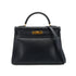 HERMES KELLY 32 RETOURNE BLUE INDIGO BOX CALF HAND SHOULDER BAG 1994 CIRCLE X GOLD HARDWARE 90334265