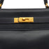 HERMES KELLY 32 RETOURNE BLUE INDIGO BOX CALF HAND SHOULDER BAG 1994 CIRCLE X GOLD HARDWARE 90334265