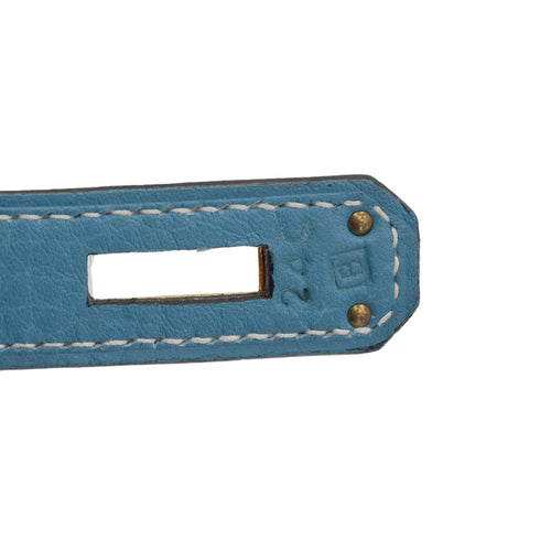 HERMES KELLY 32 RETOURNE BLUE JEAN TAURILLON CLEMENCE HAND SHOULDER BAG 1998 SQUARE B GOLD HARDWARE 90347154