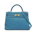 HERMES KELLY 32 RETOURNE BLUE JEAN TAURILLON CLEMENCE HAND SHOULDER BAG 1998 SQUARE B GOLD HARDWARE 90347154
