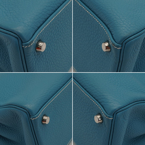HERMES KELLY 32 RETOURNE BLUE JEAN TOGO HAND SHOULDER BAG 2005 SQUARE I PALLADIUM HARDWARE 90335880