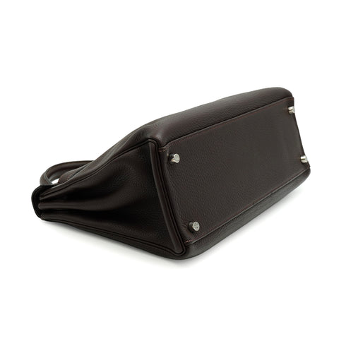 HERMES KELLY 32 RETOURNE CAFE TAURILLON CLEMENCE HAND SHOULDER BAG 2006 SQUARE J PALLADIUM HARDWARE 90342572