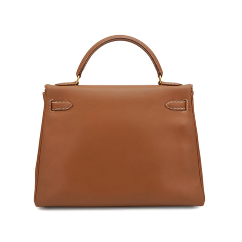 HERMES KELLY 32 RETOURNE GOLD COUCHEVEL HAND SHOULDER BAG 1995 CIRCLE Y GOLD HARDWARE 90347920