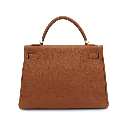 HERMES KELLY 32 RETOURNE GOLD TOGO HAND SHOULDER BAG 2008 SQUARE L GOLD HARDWRE 90314424