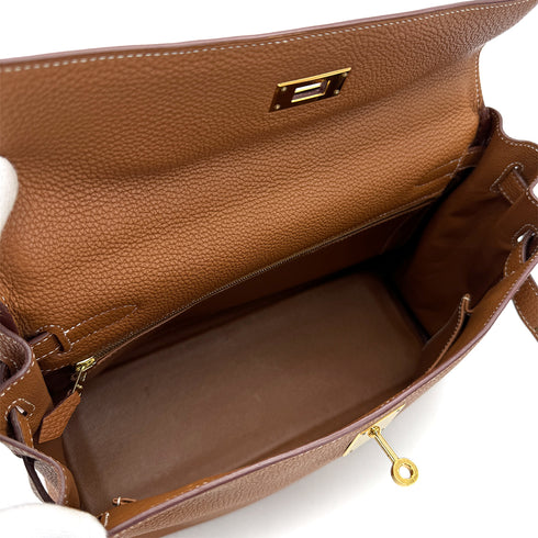HERMES KELLY 32 RETOURNE GOLD TOGO HAND SHOULDER BAG 2008 SQUARE L GOLD HARDWRE 90314424