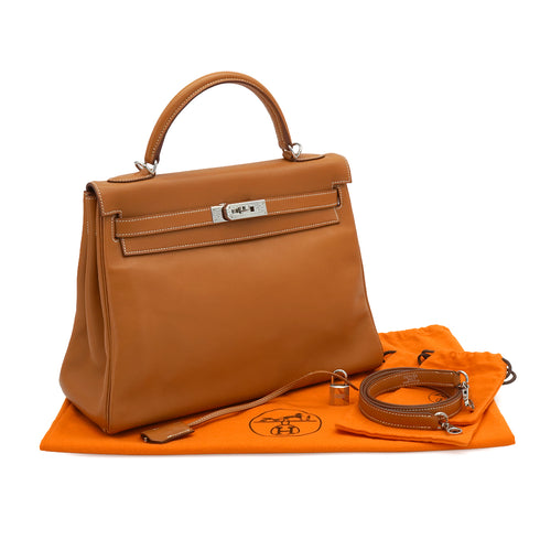 HERMES KELLY 32 RETOURNE GOLD VEAU GULLIVER HAND SHOULDER BAG 2000 SQUARE D GOLD HARDWARE 90335780