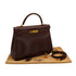 HERMES KELLY 32 RETOURNE MARRON FONCE BOX CALF HAND SHOULDER BAG 2001 SQUARE E GOLD HARDWARE 90345991