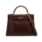 HERMES KELLY 32 RETOURNE MARRON FONCE BOX CALF HAND SHOULDER BAG 2001 SQUARE E GOLD HARDWARE 90345991