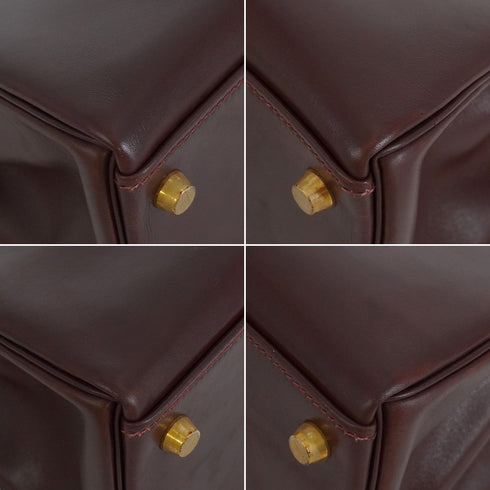 HERMES KELLY 32 RETOURNE MARRON FONCE BOX CALF HAND SHOULDER BAG 2001 SQUARE E GOLD HARDWARE 90345991