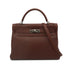 HERMES KELLY 32 RETOURNE MARRON FONCE TOGO HAND SHOULDER BAG 2001 SQUARE E PALLADIUM HARDWARE 90344359