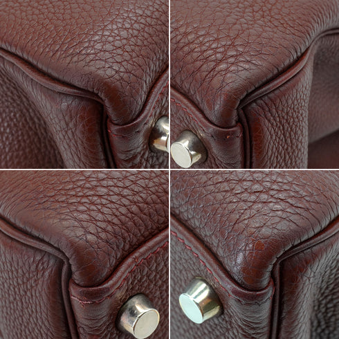 HERMES KELLY 32 RETOURNE MARRON FONCE TOGO HAND SHOULDER BAG 2001 SQUARE E PALLADIUM HARDWARE 90344359