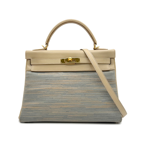 HERMES KELLY 32 RETOURNE MULTICOLOR VIBRATO BOXCALF HAND SHOULDER BAG 2002 SQUARE F GOLD HARDWARE 90317286