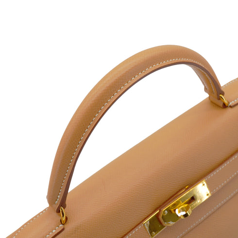 HERMES KELLY 32 RETOURNE NATUREL COUCHEVEL HAND SHOULDER BAG 1998 SQUARE B GOLD HARDWARE 90347152