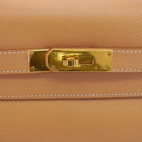 HERMES KELLY 32 RETOURNE NATUREL COUCHEVEL HAND SHOULDER BAG 1998 SQUARE B GOLD HARDWARE 90347152
