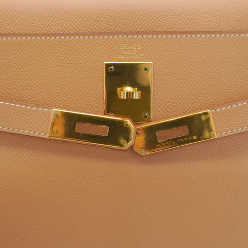 HERMES KELLY 32 RETOURNE NATUREL COUCHEVEL HAND SHOULDER BAG 1998 SQUARE B GOLD HARDWARE 90347152