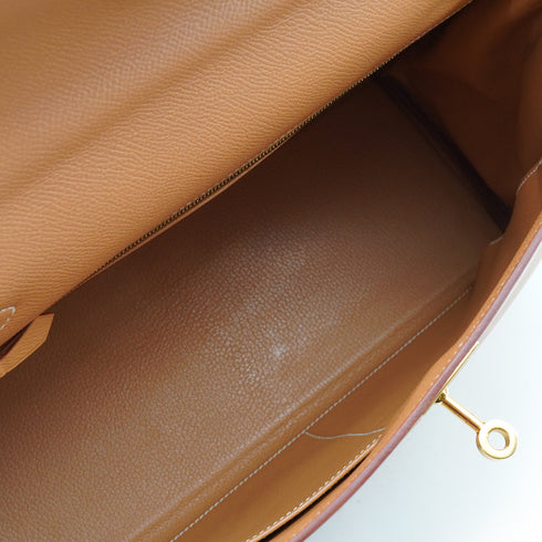 HERMES KELLY 32 RETOURNE NATUREL COUCHEVEL HAND SHOULDER BAG 1998 SQUARE B GOLD HARDWARE 90347152