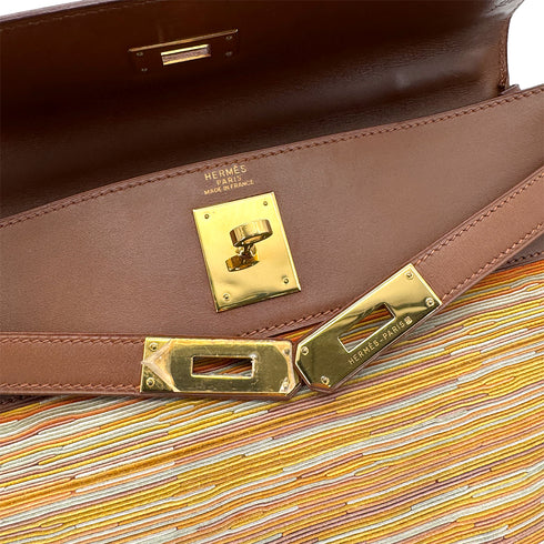 HERMES KELLY 32 RETOURNE NOISETTE BOXCALF VIBRATO HAND SHOULDER BAG 2002 SQUARE F GOLD HARDWARE 90319533