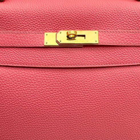 HERMES KELLY 32 RETOURNE ROSE LIPSTICK TOGO HAND SHOULDER BAG 2013 SQUARE Q GOLD HARDWARE 90314380