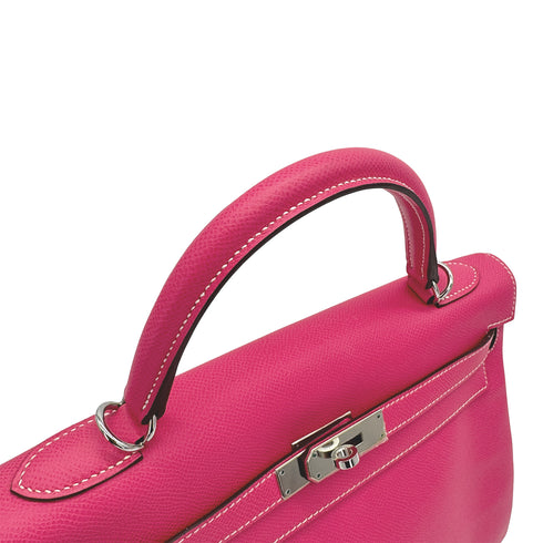 HERMES CANDY KELLY 32 RETOURNE ROSE TYRIEN RUBIS VEAU EPSOM HAND SHOULDER BAG 2011 SQUARE O PALLADIUM HARDWARE 90319698