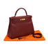 HERMES KELLY 32 RETOURNE ROUGE H BOX CALF HAND SHOULDER BAG 2000 SQUARE D GOLD HARDWARE 90331442