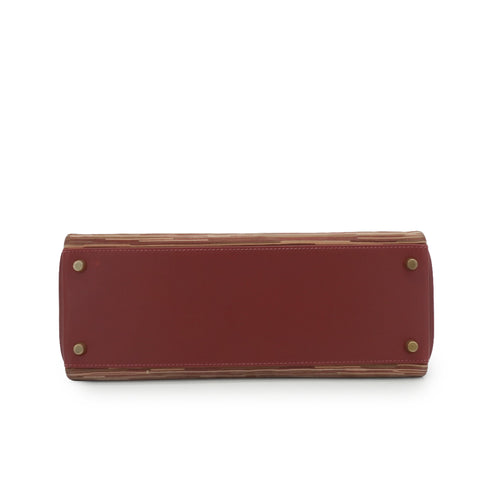 HERMES KELLY 32 RETOURNE ROUGE H CHAMONIX VIBRATO HAND BAG 2001 SQUARE E GOLD HARDWARE 90351065