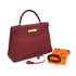 HERMES KELLY 32 RETOURNE ROUGE H TAURILLON CLEMENCE HAND SHOULDER BAG 1982 CIRCLE L GOLD HARDWARE 90331959