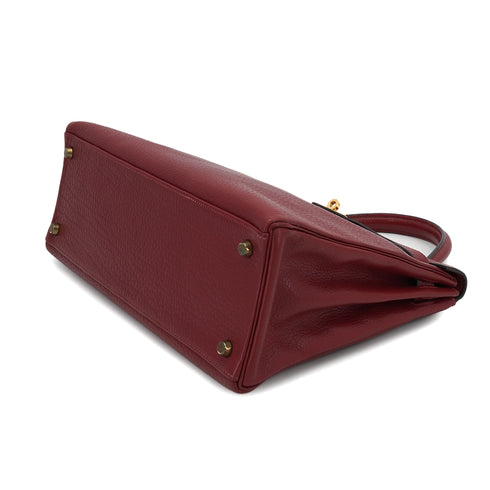 HERMES KELLY 32 RETOURNE ROUGE H TAURILLON CLEMENCE HAND SHOULDER BAG 1982 CIRCLE L GOLD HARDWARE 90331959