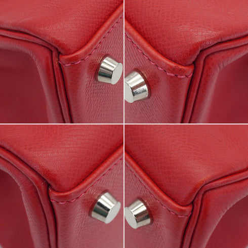 HERMES KELLY 32 RETOURNE ROUGE VIF VEAU EPSOM HAND SHOULDER BAG 2004 SQUARE H PALLADIUM HARDWARE 90334141
