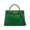 HERMES KELLY 32 RETOURNE VERT COURCHEVEL HAND SHOULDER BAG 1991 CIRCLE U GOLD HARDWARE 90346655