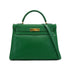 HERMES KELLY 32 RETOURNE VERT COURCHEVEL HAND SHOULDER BAG 1991 CIRCLE U GOLD HARDWARE 90346655