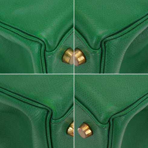 HERMES KELLY 32 RETOURNE VERT COURCHEVEL HAND SHOULDER BAG 1991 CIRCLE U GOLD HARDWARE 90346655