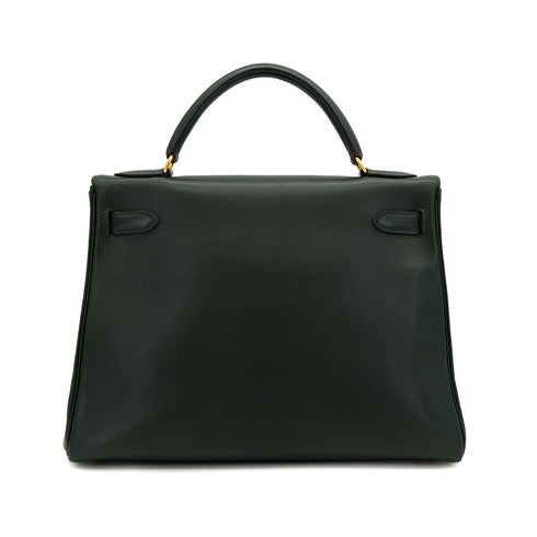 HERMES KELLY 32 RETOURNE VERT VEAU GULLIVER HAND SHOULDER BAG 1995 CIRCLE Y GOLD HARDWARE 90323090