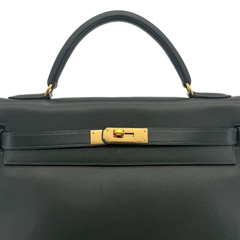 HERMES KELLY 32 RETOURNE VERT VEAU GULLIVER HAND SHOULDER BAG 1995 CIRCLE Y GOLD HARDWARE 90323090