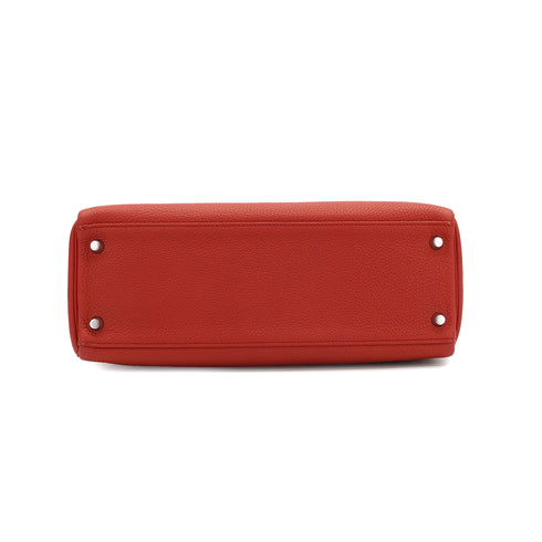 HERMES KELLY 32 ROUGE GARANCE TOGO HAND SHOULDER BAG 2013 SQUARE Q PALLADIUM HARDWARE 90335579
