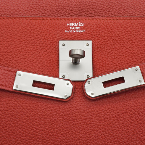 HERMES KELLY 32 ROUGE GARANCE TOGO HAND SHOULDER BAG 2013 SQUARE Q PALLADIUM HARDWARE 90335579
