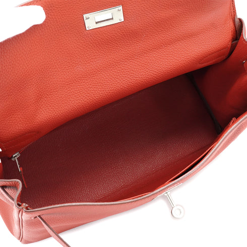 HERMES KELLY 32 ROUGE GARANCE TOGO HAND SHOULDER BAG 2013 SQUARE Q PALLADIUM HARDWARE 90335579