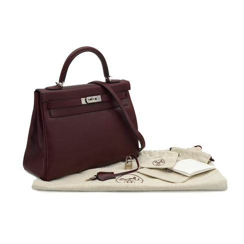 HERMES KELLY 32 ROUGE H EVERCOLOR HAND SHOULDER BAG 2018 C STAMP PALLADIUM HARDWARE 90339640