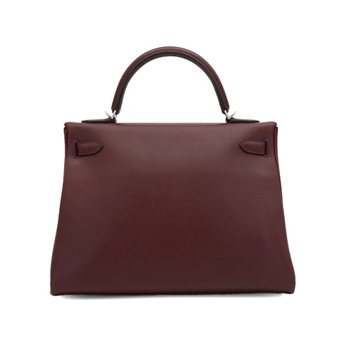 HERMES KELLY 32 ROUGE H EVERCOLOR HAND SHOULDER BAG 2018 C STAMP PALLADIUM HARDWARE 90339640