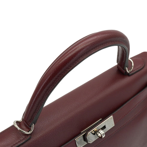 HERMES KELLY 32 ROUGE H EVERCOLOR HAND SHOULDER BAG 2018 C STAMP PALLADIUM HARDWARE 90339640
