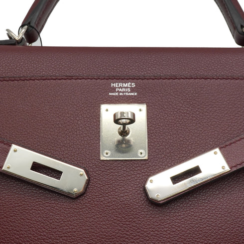 HERMES KELLY 32 ROUGE H EVERCOLOR HAND SHOULDER BAG 2018 C STAMP PALLADIUM HARDWARE 90339640