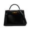 HERMES KELLY 32 SELLIER BLACK BOX CALF HAND SHOULDER BAG 1990 CIRCLE T GOLD HARDWARE 90342561