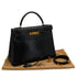 HERMES KELLY 32 SELLIER BLACK BOX CALF HAND SHOULDER BAG 1992 CIRCLE V GOLD HARDWARE 90338344