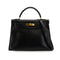 HERMES KELLY 32 SELLIER BLACK BOX CALF HAND SHOULDER BAG 1992 CIRCLE V GOLD HARDWARE 90338344