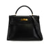 HERMES KELLY 32 SELLIER BLACK BOX CALF HAND SHOULDER BAG 1992 CIRCLE V GOLD HARDWARE 90338344