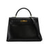 HERMES KELLY 32 SELLIER BLACK BOX CALF HAND SHOULDER BAG 1995 CIRCLE Y GOLD HARDWARE 90338345