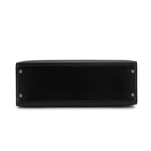 HERMES KELLY 32 SELLIER BLACK BOX CALF HAND SHOULDER BAG 1995 CIRCLE Y GOLD HARDWARE 90338345