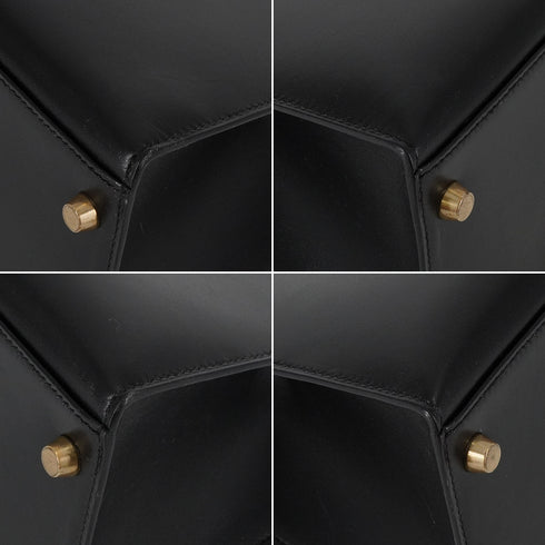 HERMES KELLY 32 SELLIER BLACK BOX CALF HAND SHOULDER BAG 1995 CIRCLE Y GOLD HARDWARE 90338345